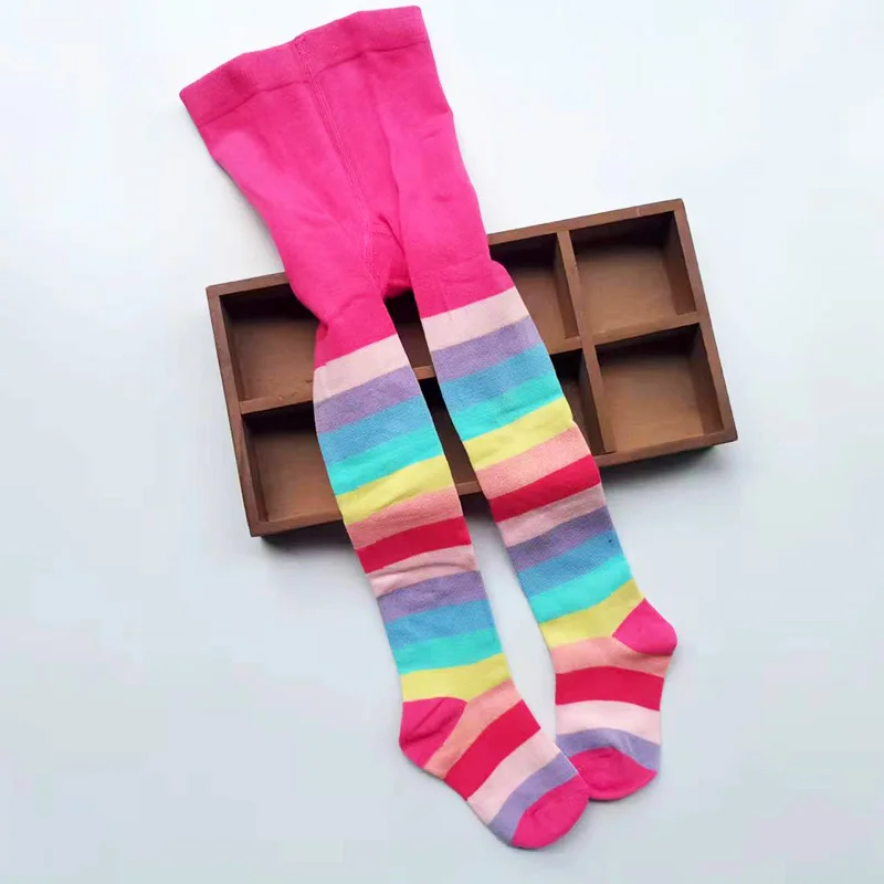 2024 New Spring Girls Color Stripe Tights Kids Stockings Autumn Baby Girl Clothes Tights for Girls Striped Pantyhose