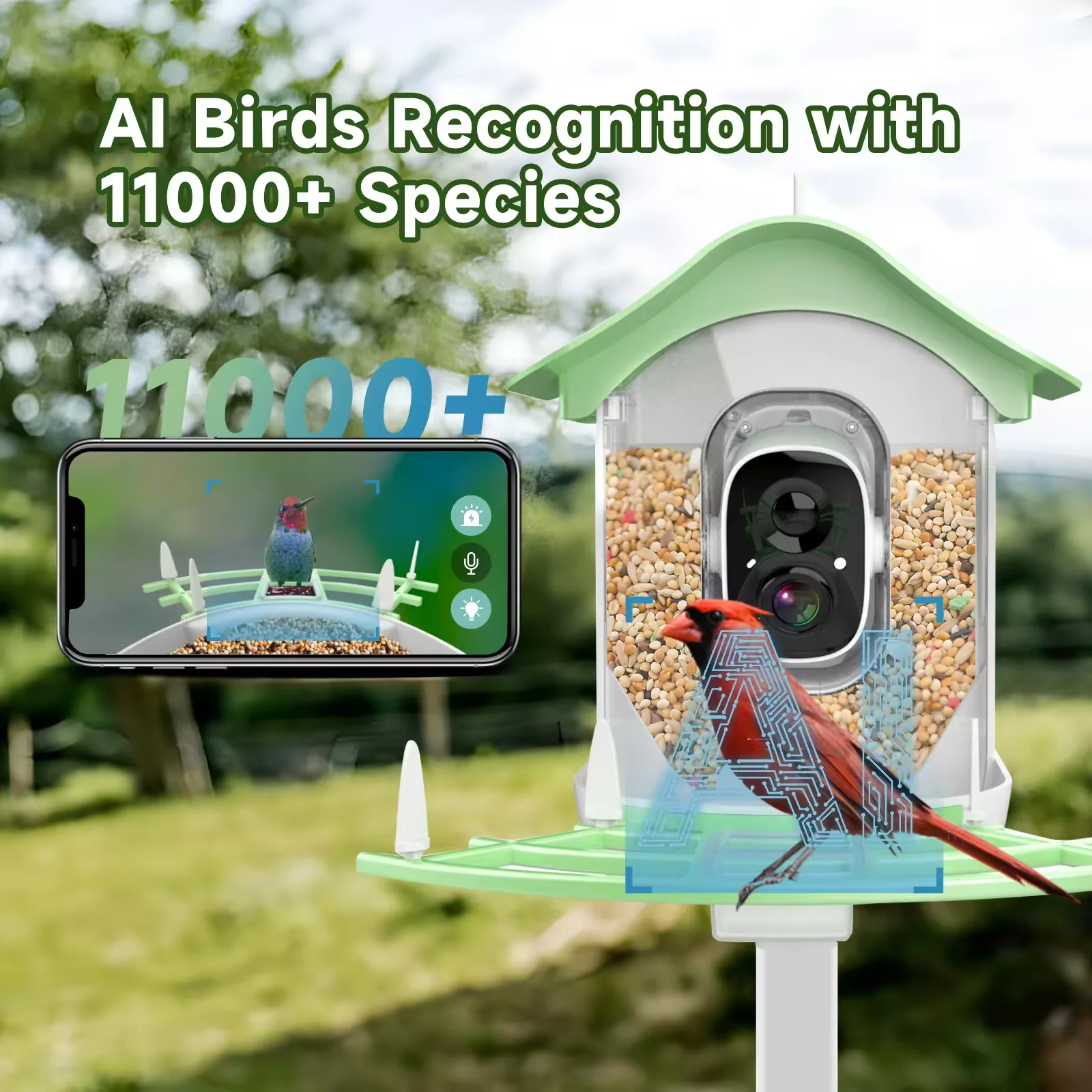 High Quality Outdoor Waterproof Solar Charging HD 1080p Night Vision Video Smart Bird Feeder with app