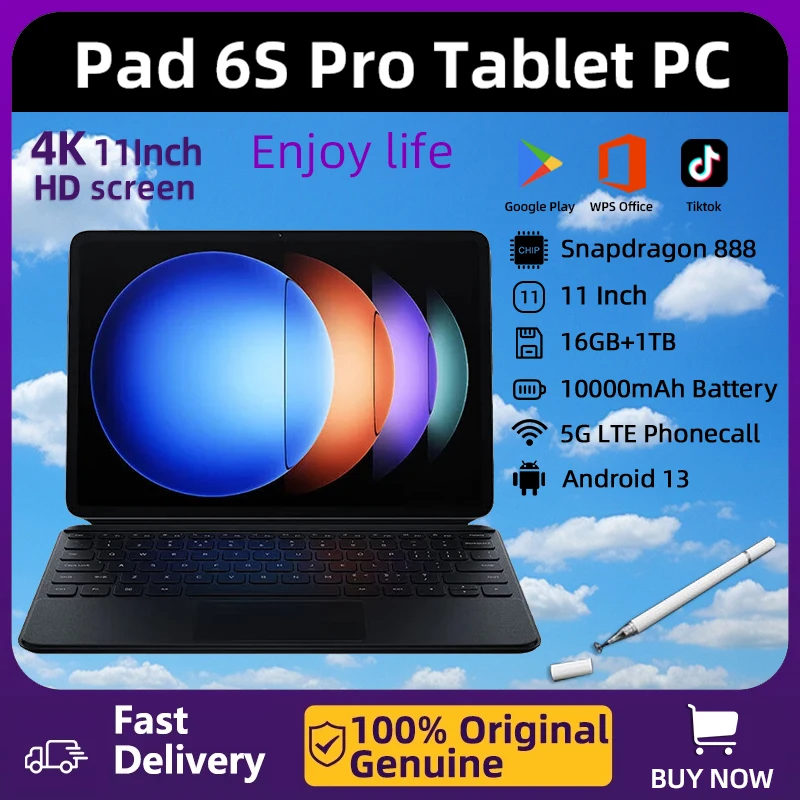 Xiao Pad 6S Pro Tablet PC versión Global, 2024 Original, Snapdragon 888, Android 13, 10000mAh, 16GB + 1TB, 5G, Tarjeta SIM Dual, HD, 4K, Mi Tab