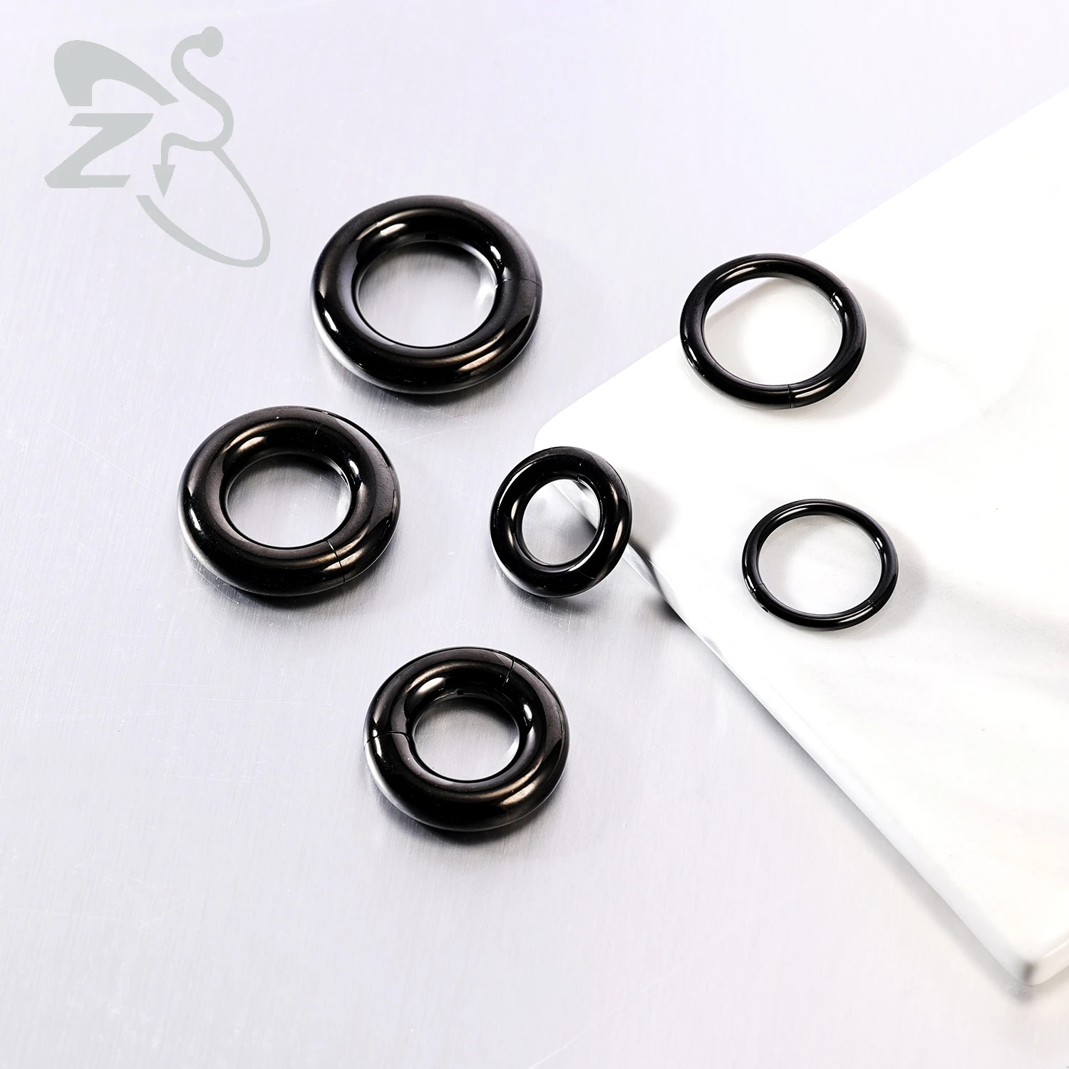 ZS 1PC Stainless Steel Hoop Earring for Men Black Plated Circle Earring Large Gauge Seputm Nose Ring 2/4/6/8/10/12G Punk Earring