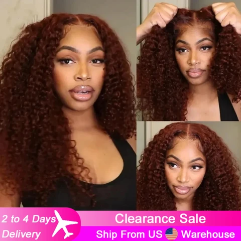 Brown Chocolate 13x4 Lace Frontal Wig Kinky Curly Wave Lace Front 100%  Human Hair Wigs Lace Frontal 4# Deep Wave Wigs For Women