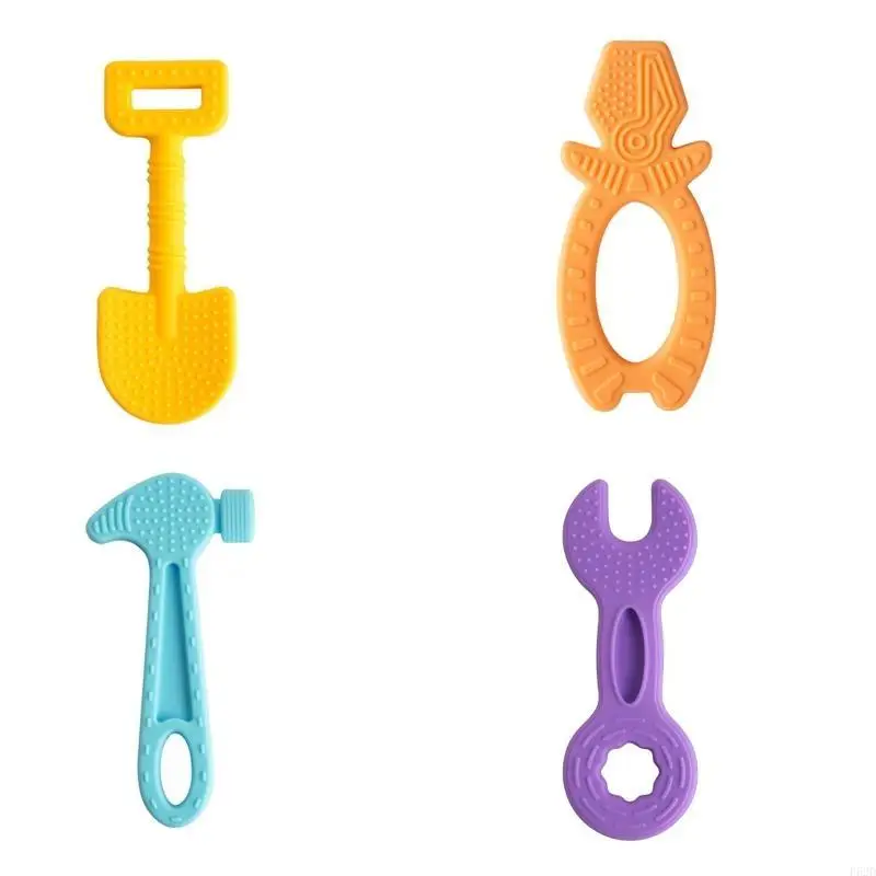 F62D Baby Teether Infantil Safe Soothe Toy Silicone Chew Toy Training Training para niñas para niñas infantiles 3 meses+