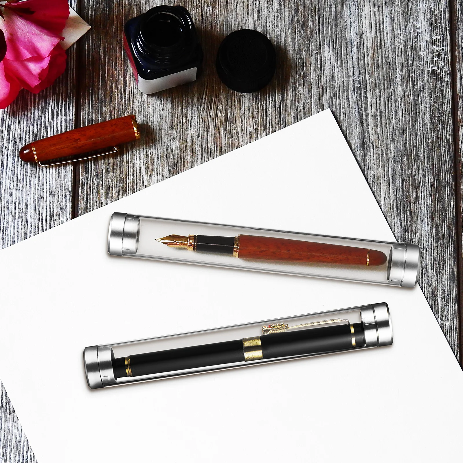 

10pcs Set of 10 Pen Storage Containers Small Holder Boxes Pencil Student Case Transparent