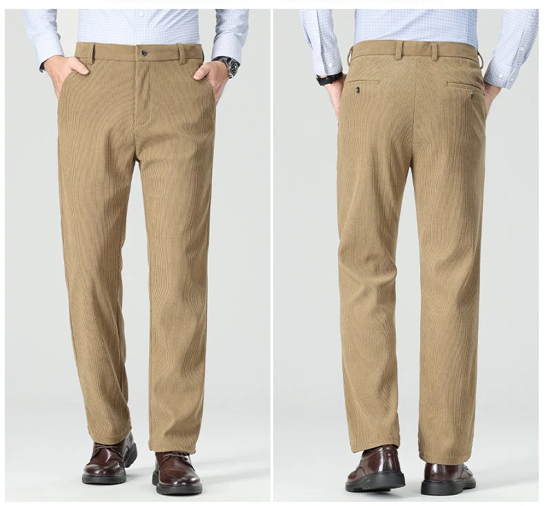 Business-Freizeithose für Herren, Cord-Anzughose, Herbst, formelle Anzughose, Braun, Marineblau, Khaki, 29–42 – Detail 7