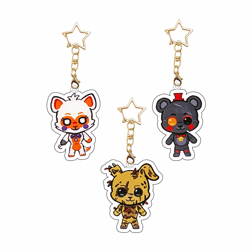 for Popular Game FNAF Lolbit Springtrap Lefty Peripheral Acrylic Keychain Backpack Decoration Pendant Exquisite Festival Gift