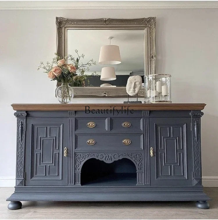 

2 yj15 French Country Classic Retro Simple Solid Wood Entryway Cabinet Sideboard American Style Chest of Drawers