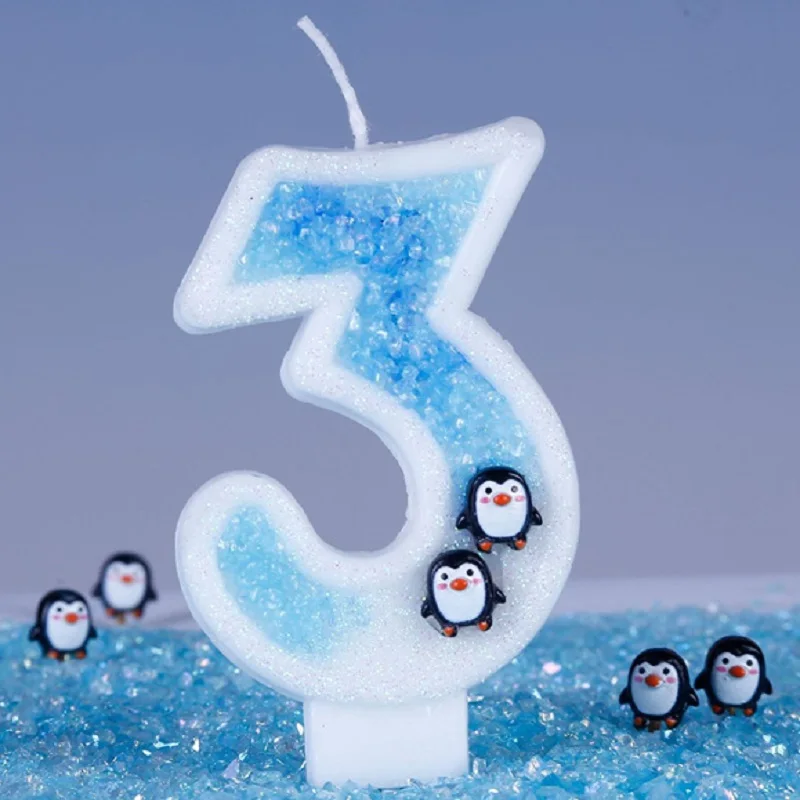Blue Children's Birthday Candle Cake Decoration Sparkles Gift Beautiful House Luxury Candle Memories Party Supplies Candles