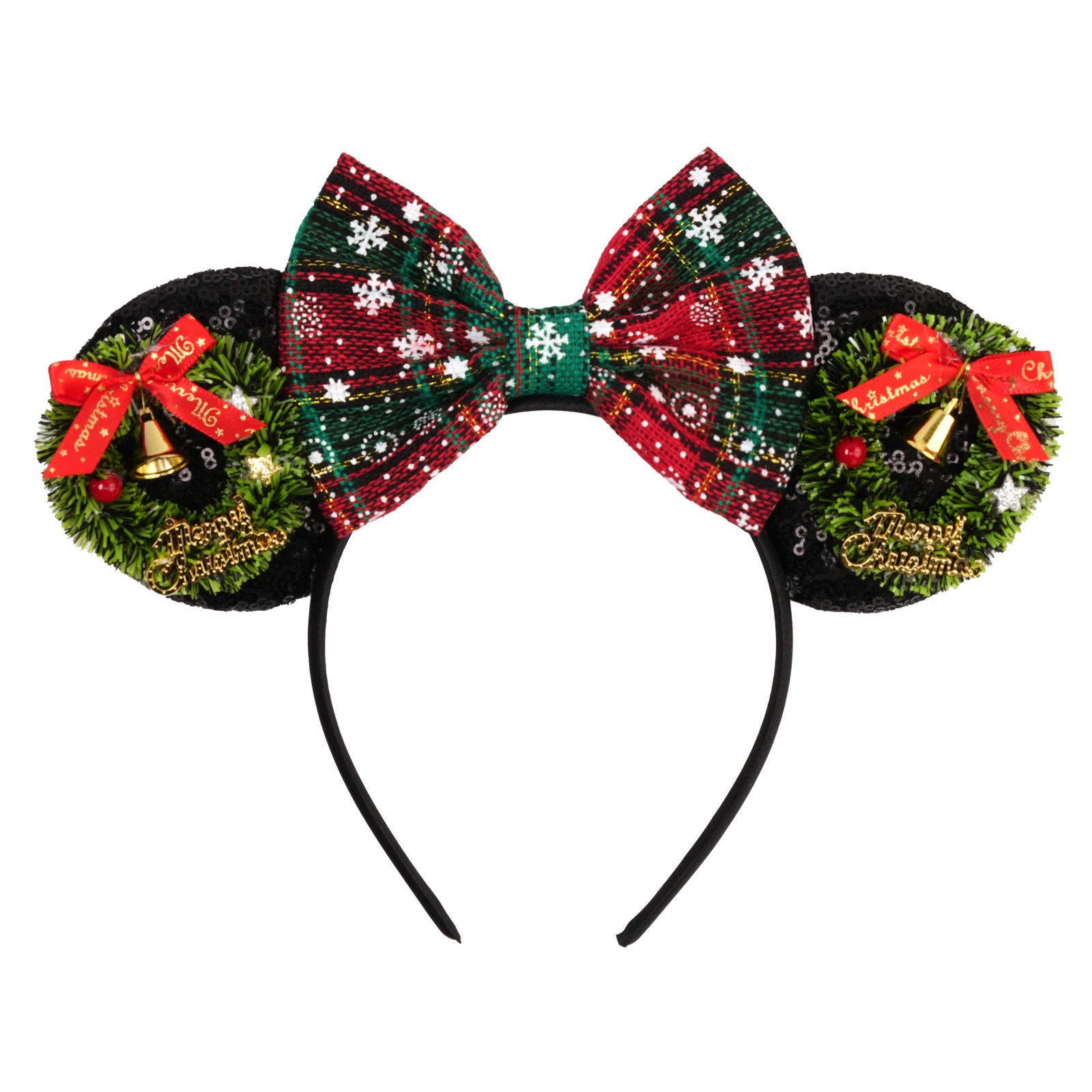 2026 Weihnachts-Haarreif mit Glocken- und Tannenzapfen-Dekoration, Mickey-Mouse-Ohren-Haarreif, Party- und Feiertagsgeschenk für Eltern und Kinder, Haaraccessoire – Detail 5