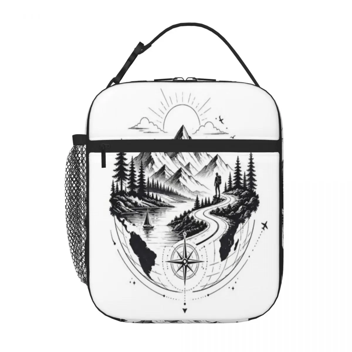 Hot Sale Wander Beyond The Horizon Adventure Office Style Meal Prep Bag Garden Party Adjustable Strap Lunch Bag