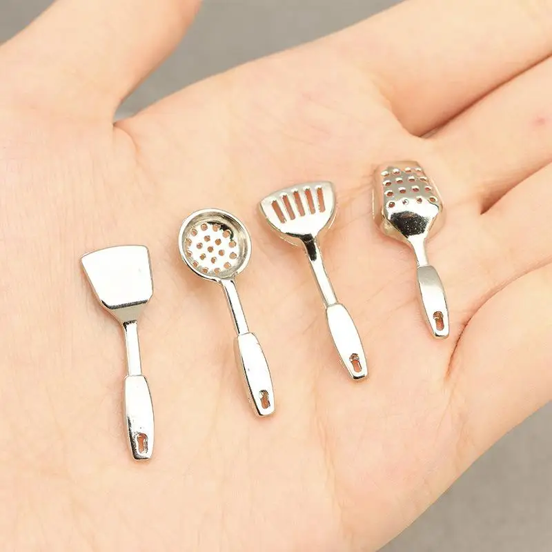 1 ensemble 1/12 maison de poupée Simulation Miniature spatule cuillère ensemble poupée maison ustensiles de cuisine décor maison de poupées semblant jouer jouets