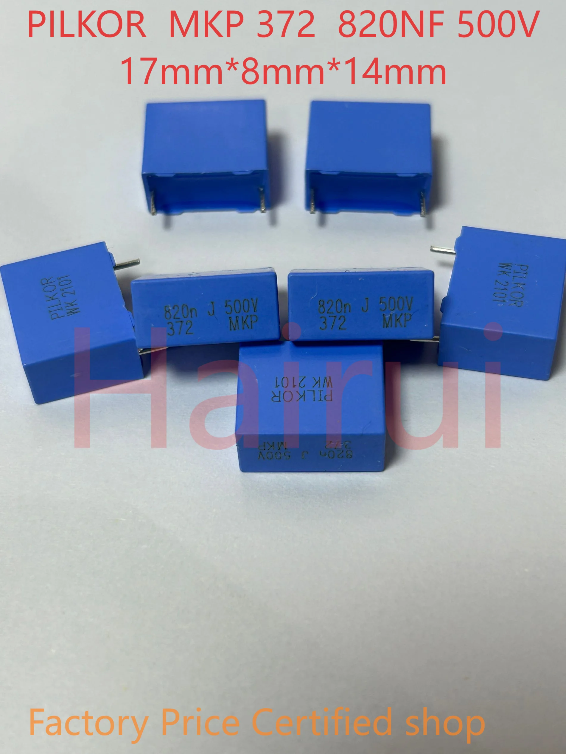 

20pcs/lot PILKOR Capacitor MKP372 820NF 500V 0.82UF 824J Pitch 15MM 17*8*14