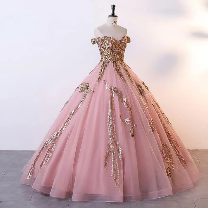 Colorful mesh evening dress pink flower bride2024new wedding paver dress stage performance art examinations wedding dress