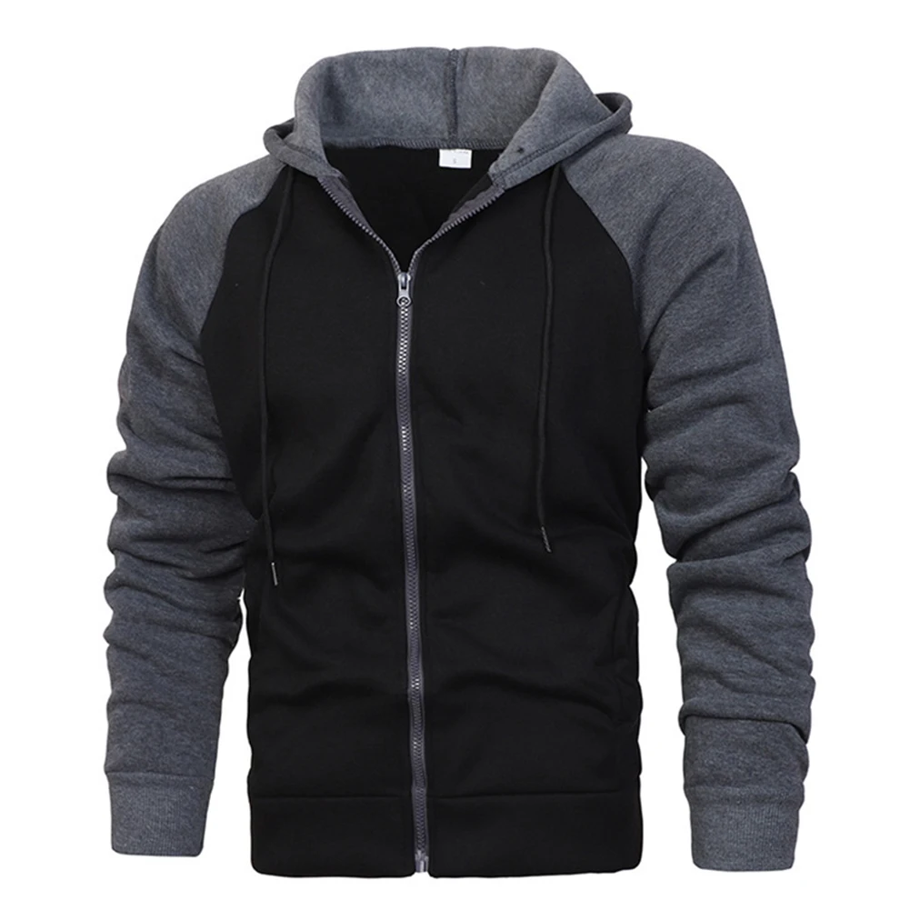 2025 Men's Jacket Fashion Spliced Autumn Jackets Men Long Sleeve Hooded Sweatshirt Zip Up Athletic Hoodies Jacket Outwear Coat