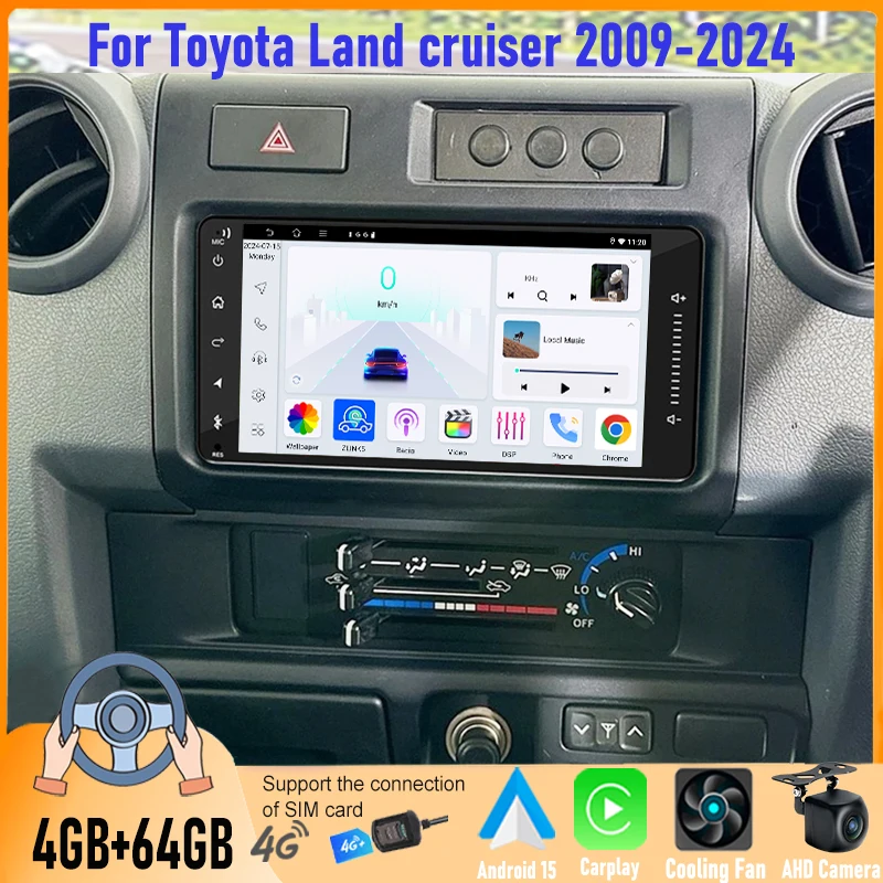 

GPS 7" For Toyota Landcruiser 2009-2024 Carplay Android 13 Auto Car Stereo Radio Wireless Steering wheel control 64GB Navi WIFI