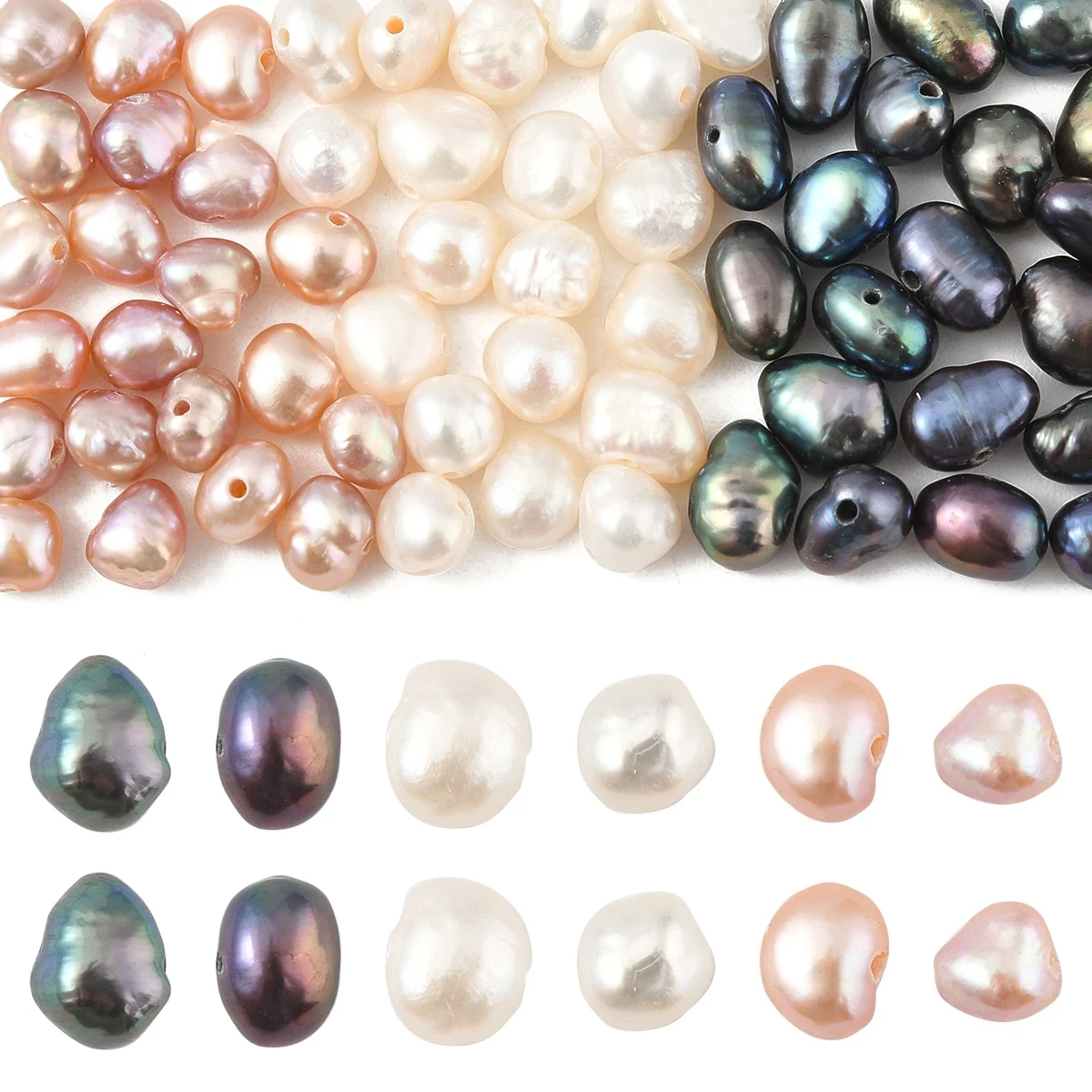 10Pcs Natural Cultured Freshwater Pearl Beads, Baroque Keshi Pearl Beads for Earring Necklace DIY Jewelry Making