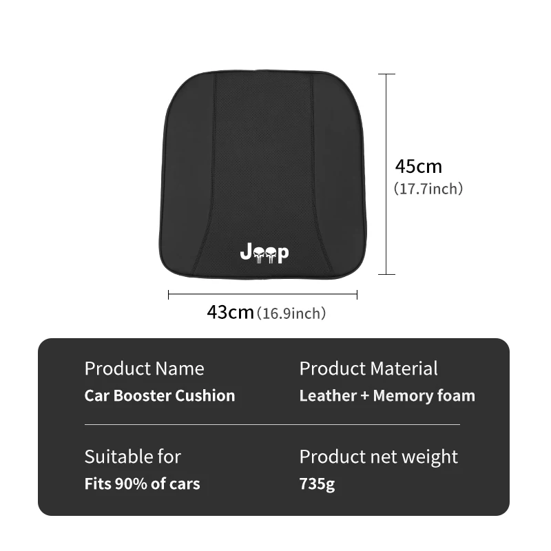 Car Driver Seat Booster Cushion Memory Foam All-season Suitable For Jeep Cherokee Wrangler JK JL Patriot Liberty Commander