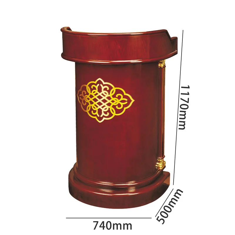 Modern Design Copper Wood Pulpit Podium Floor-Standing Rostrum for Church Speech Meeting Room Lectern for Mall Hotel School
