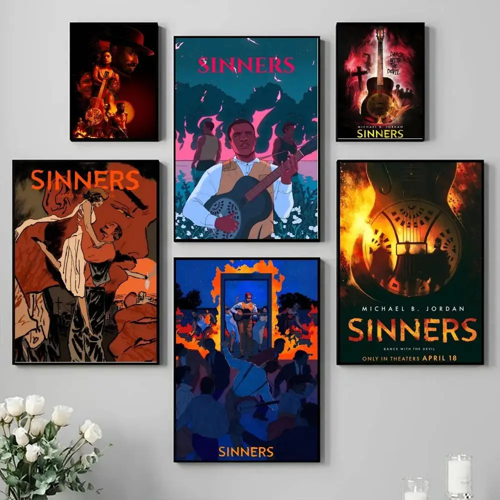 America Latest Fantasy Horror Movie S-Sinners Poster Self-adhesive Art Waterproof Paper Sticker Coffee House Bar Room Wall Decor