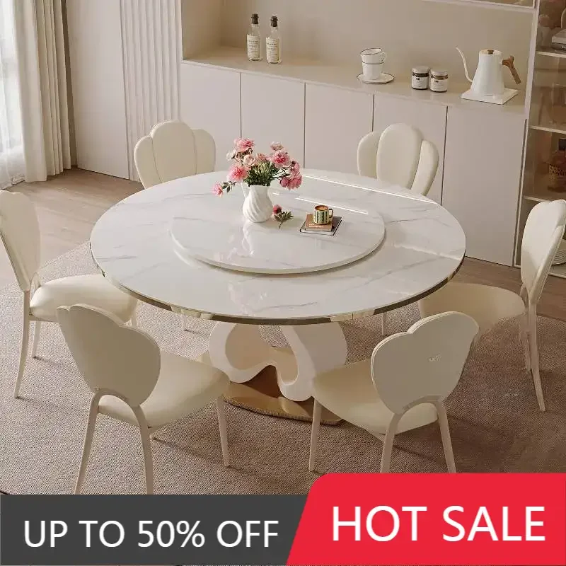 Unique Decorations Dining Tables Chairs White Luxury Round Dining Tables Set Nordic Expandable Mesas Comedor Furniture For Home