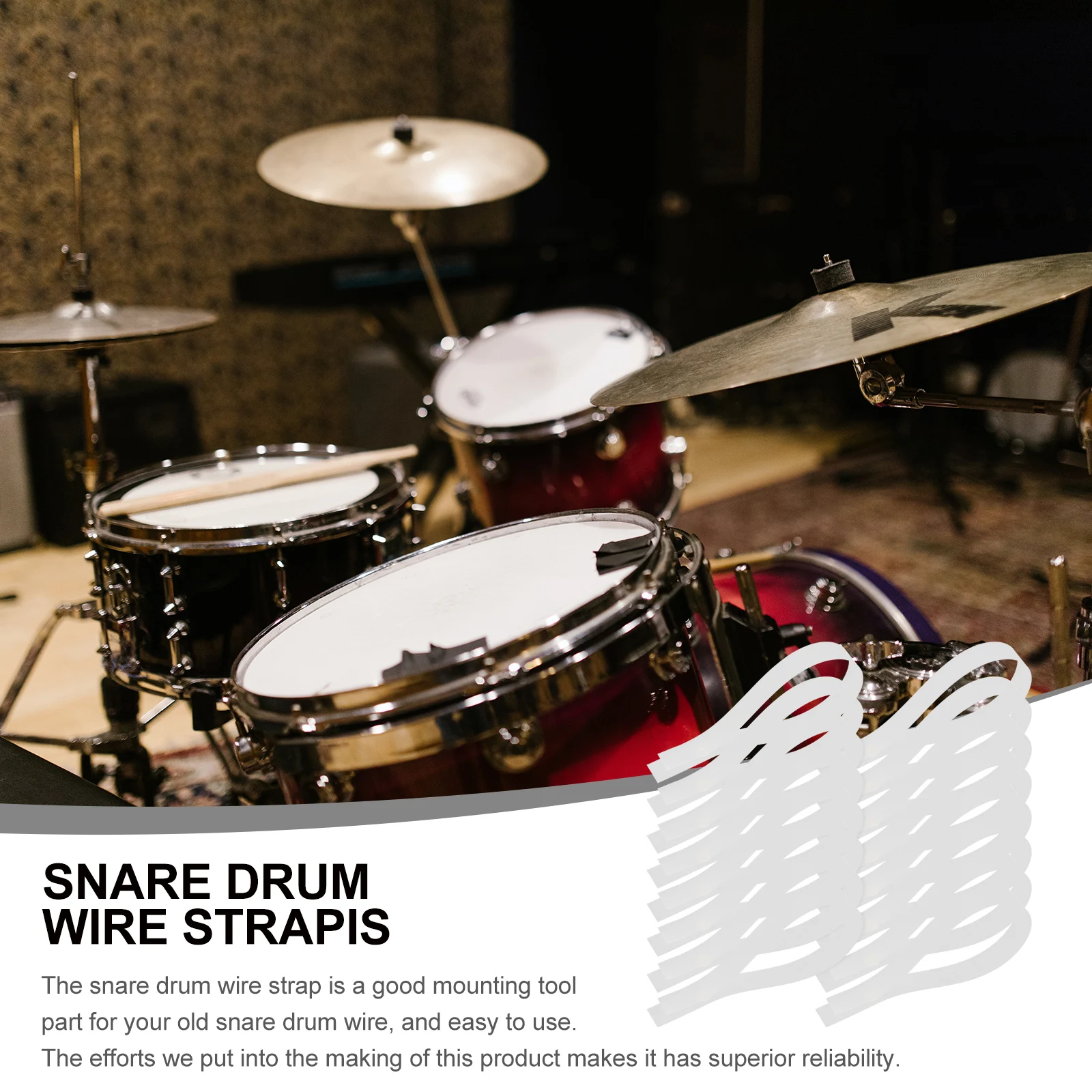 

20 Pcs Drum Accessories Ring The Strings and Pull Strips Snare Parts Strap White