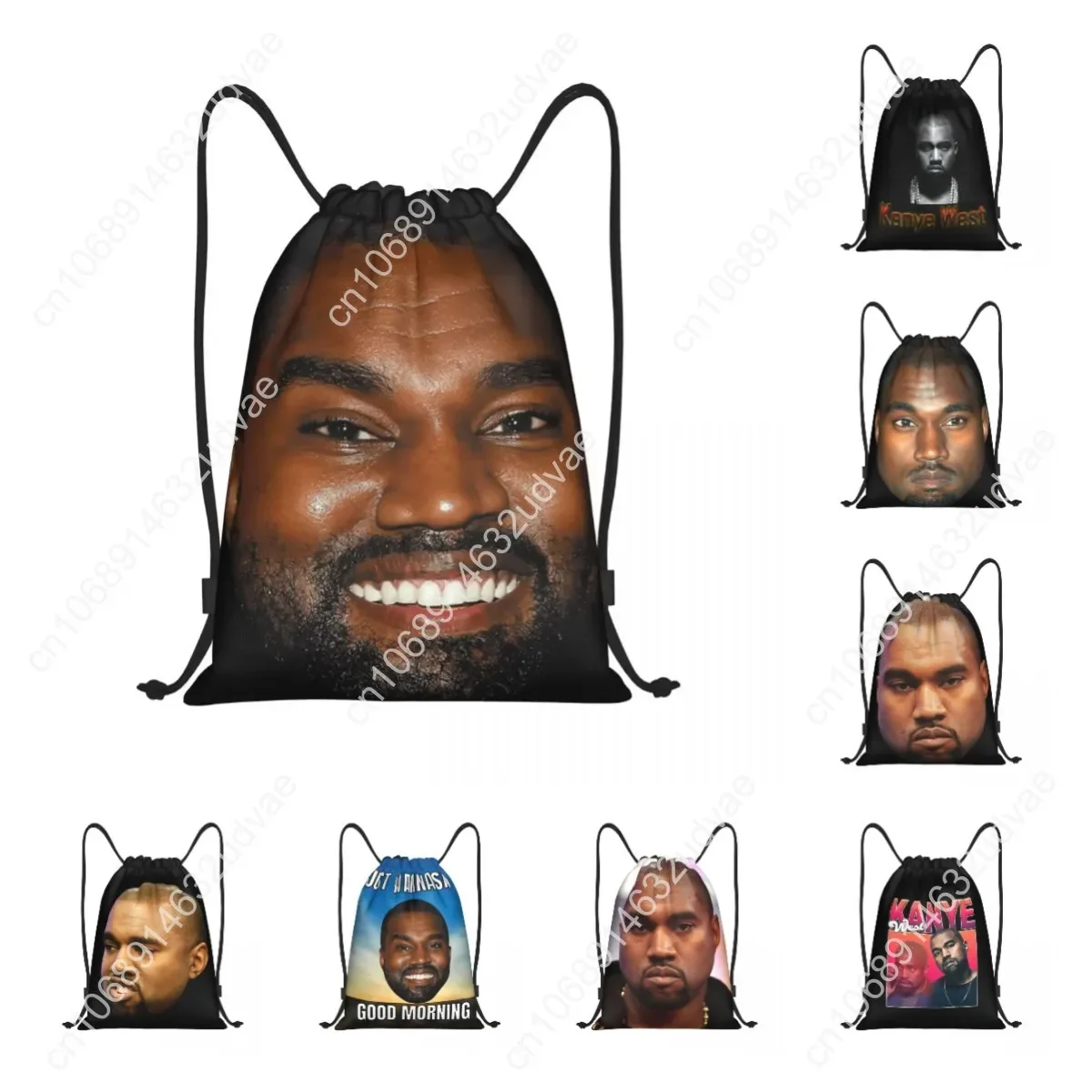 Custom Funny Kanye West Meme Drawstring Backpack Women Men Sport Backpack Foldable Shopping Bag