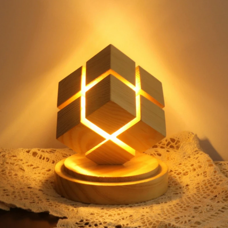 Magic Cube Night Light USB Plug in Battery Powered Desk Lamp Bedside Table Decoration Bedroom Atmosphere Light Children's Gift