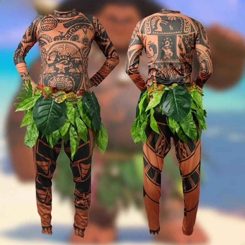 Maui Rolle Cosplay Halloween Eltern-Kind-Kostüm Kinder Erwachsene Set Performance Outfit Ocean Wonder Polyesterfaser 00 %