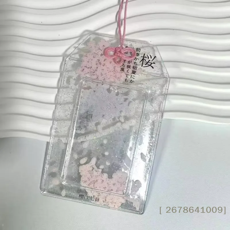 ⚑1Pcs Cherry Blossom Acrylic Photocard Holder With Hanging Hole Delicate Pattern For Kpop Card Collection Daily Use