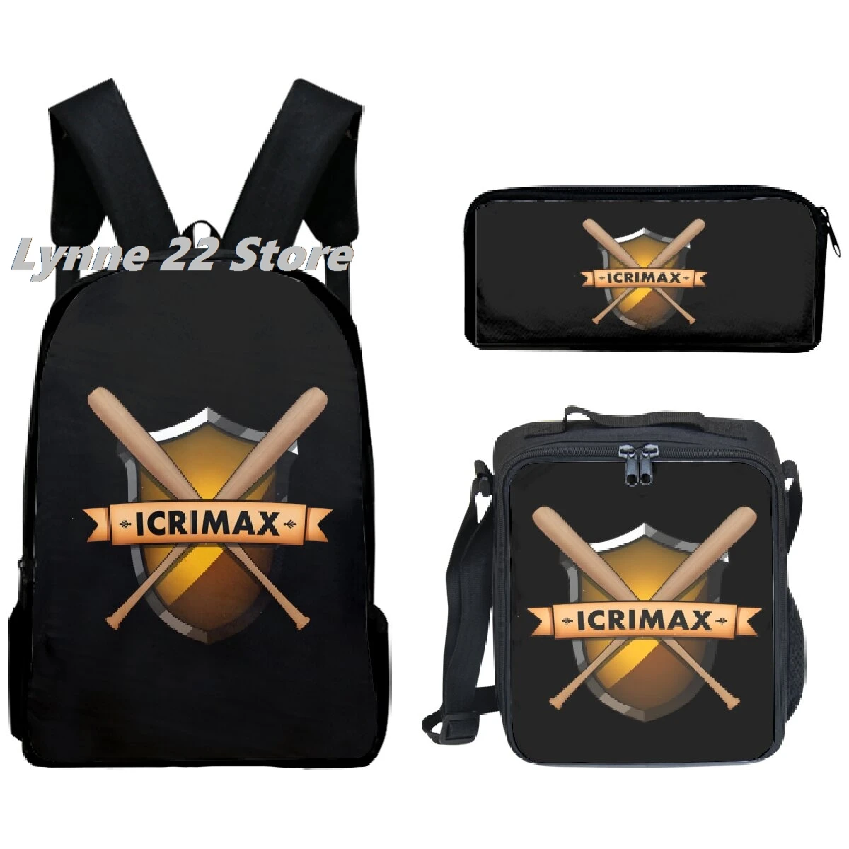 ใหม่ขายร้อน icrimax Merch กระเป๋านักเรียนชาย/หญิง, ถุงอาหารกลางวัน, กล่องดินสอ