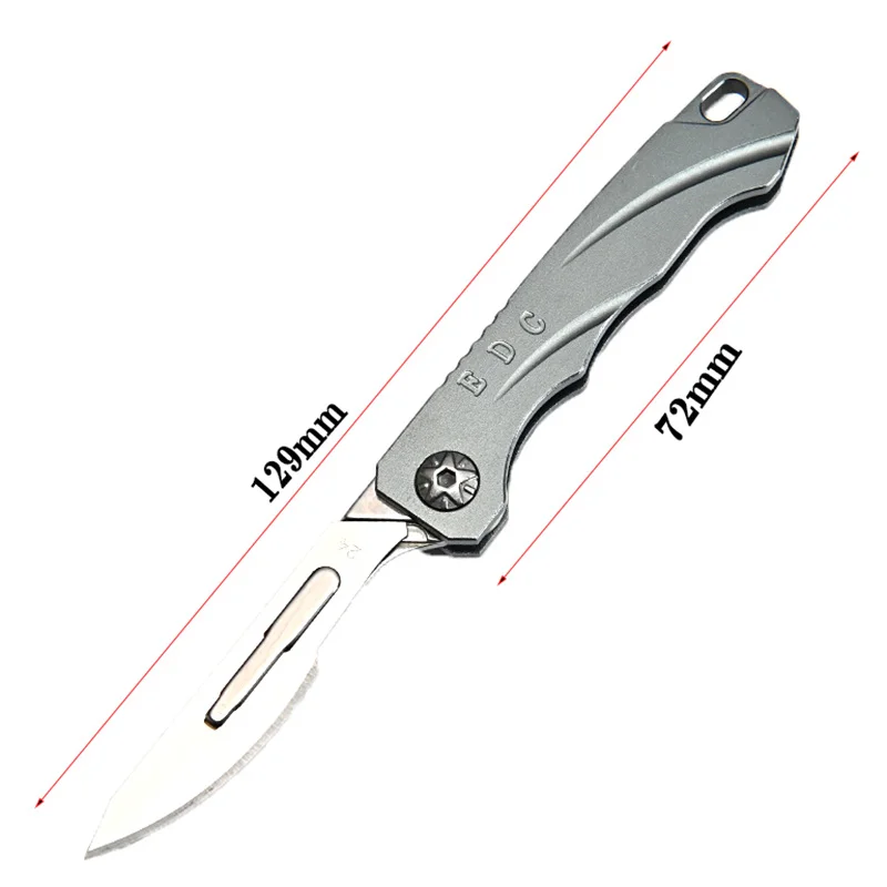 Titanium Alloy Quick Opening Folding Knife Practical Knife Mini Folding Key Chain Scalpel EDC Express Opening Knife