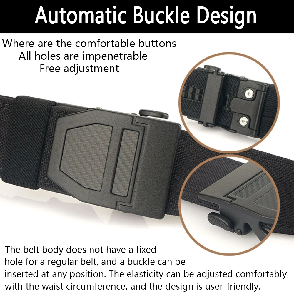 TUSHI Brand Double Layered Thickened Tactical Belt Men's Enthusiasts Outdoor Nylon 3.8 Upgraded Automatic Buckle Gun
