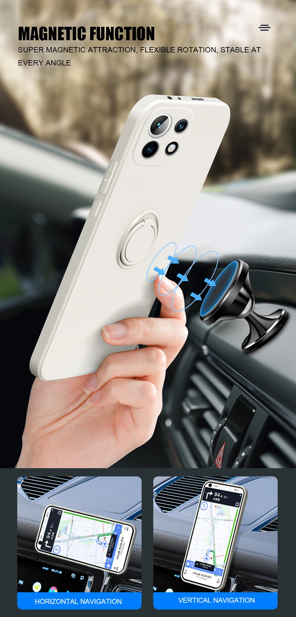 Ringhalter-Hülle für Xiaomi Redmi Note 15 14 13 12 11 10 Pro 12C 11S A1 Mi 14T 10T 11T 12T 13T Flüssigsilikon Magnetische Abdeckung – Detail 6
