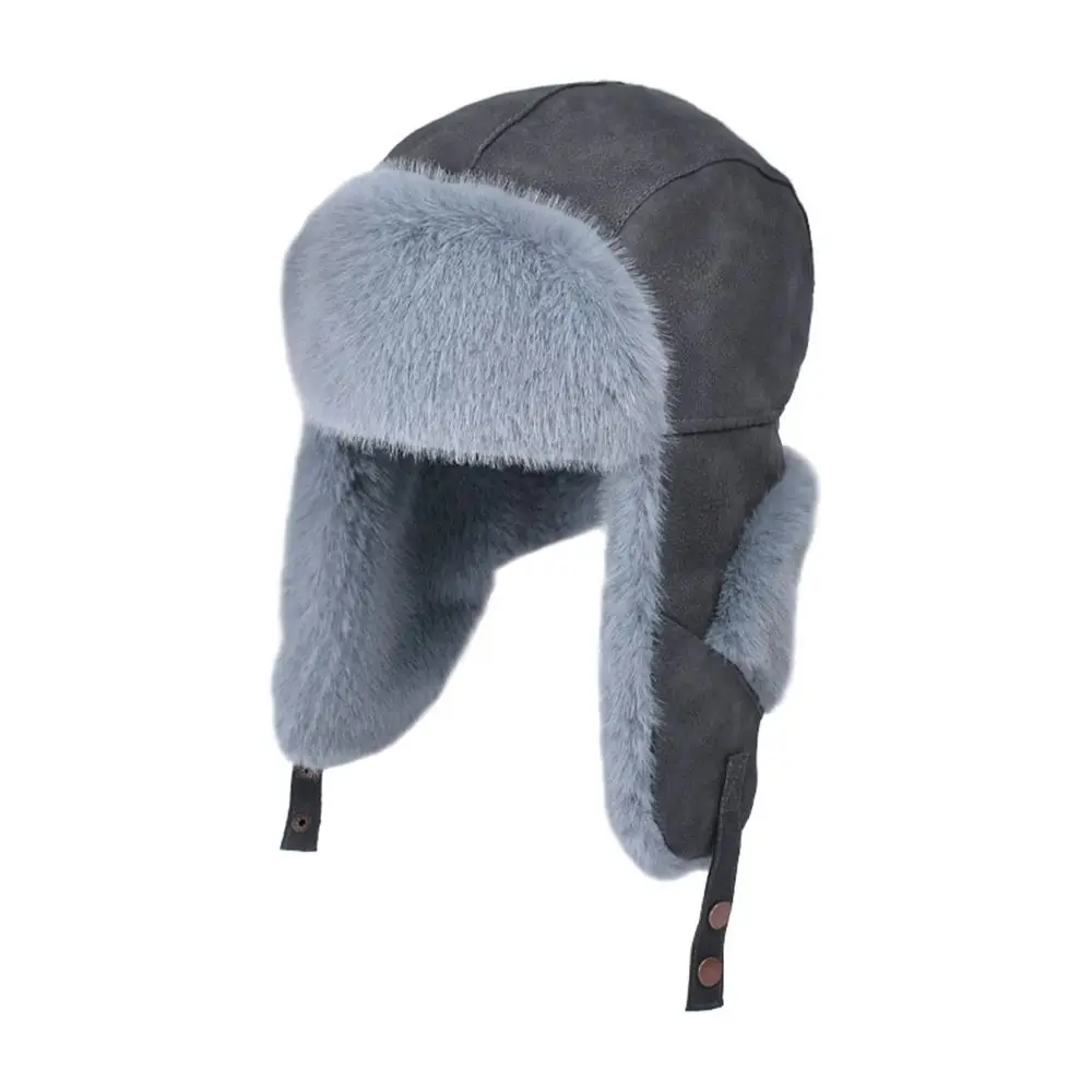 

Fashion Windproof Faux Fur Pilot Cap Thickened Outdoor Winter Earflap Hat Fluffy Warm Ski Pullover Cap Cycling