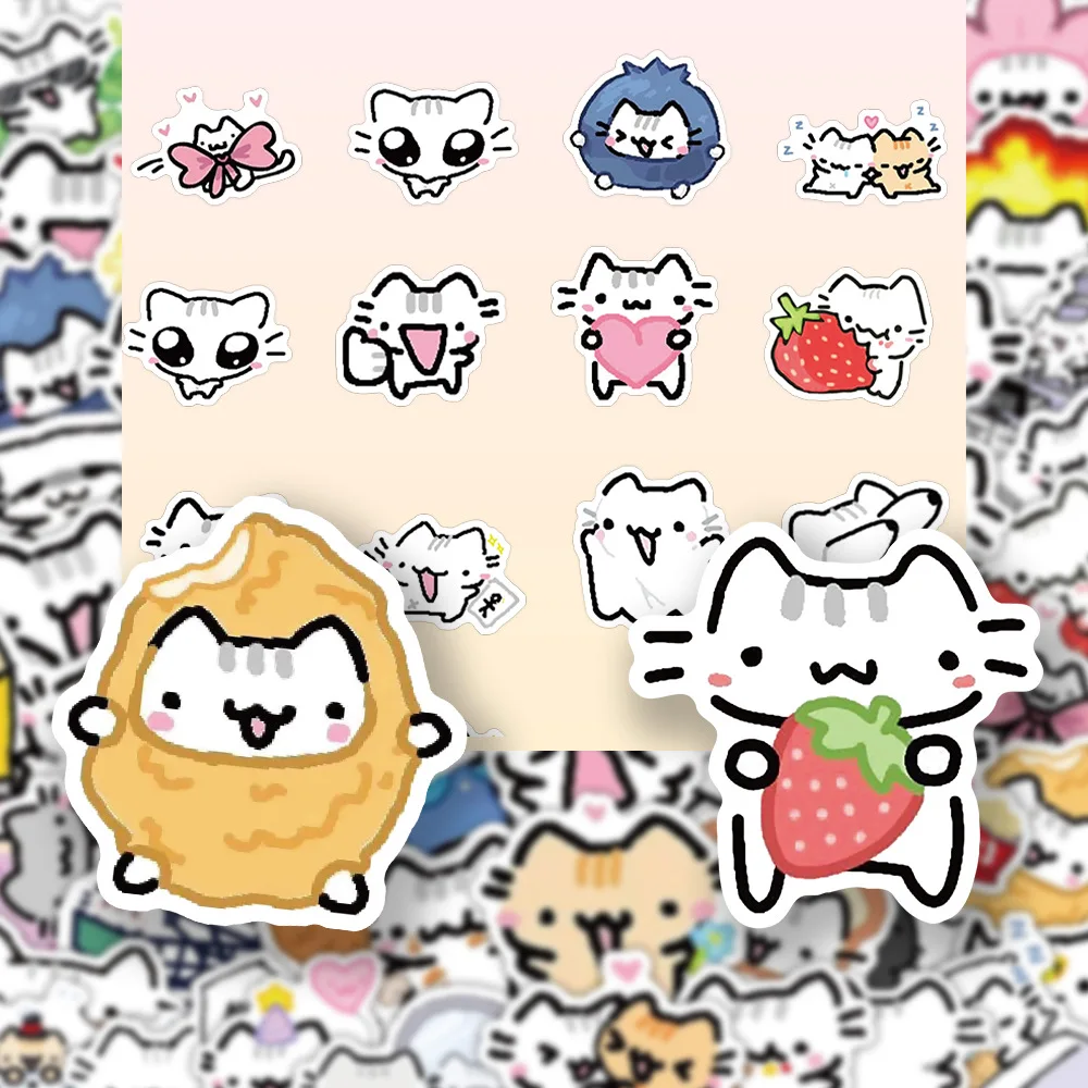 

72PCS Cute Lines Kitten Graffiti Sticker Kawaii Cartoon Animal Decal For Phone Cup Laptop Fridge Waterproof Sticker Toys Gifts