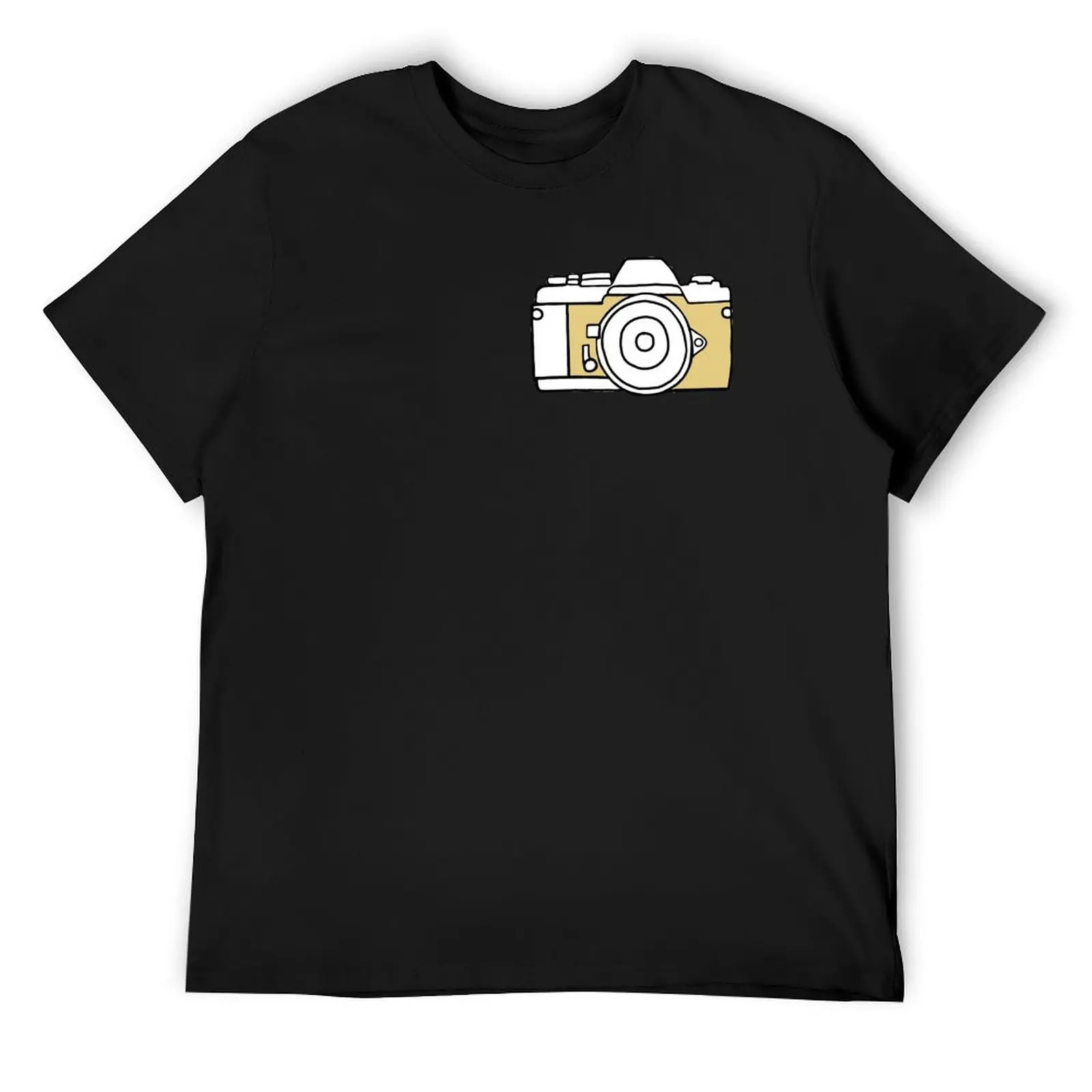 

Yellow film camera drawing T-Shirt street wear cotton graphic tees plus size tops tshirts for men