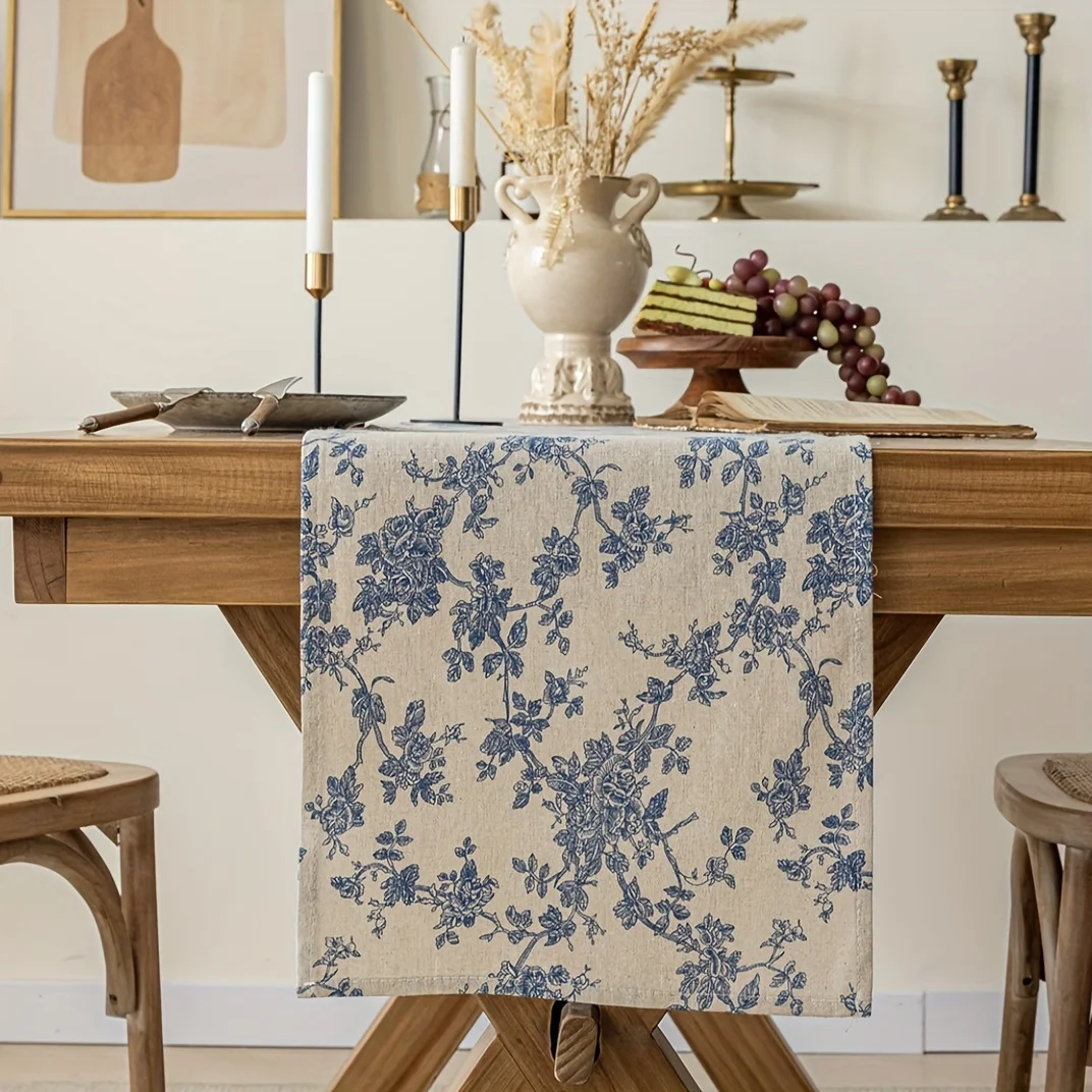 1 Piece of Watercolor Floral Spring Table Runner, Suitable for Farmhouse, Indoor, Kitchen, Celebrations, Table Decoration, Restaurant, and Banquet Decoration Supplies