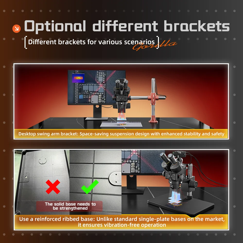 QIANLI 6558 Gorilla Trinocular Microscope 6.5X-58X High-defination Rabbit Cage Explansion 95% High-CRI Lighting Adjustment