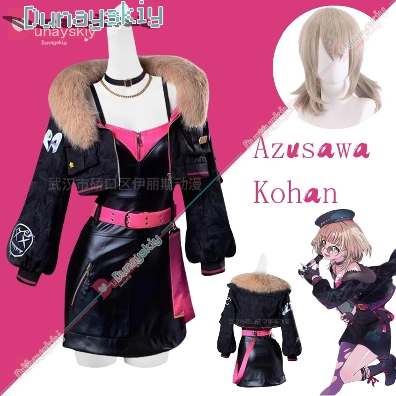 ULTRA C Azusawa Kohane Cosplay Anime PSCSF Costume Uniforms Black Coat Dress Wig Prop Set Halloween Party Clothing for WOman