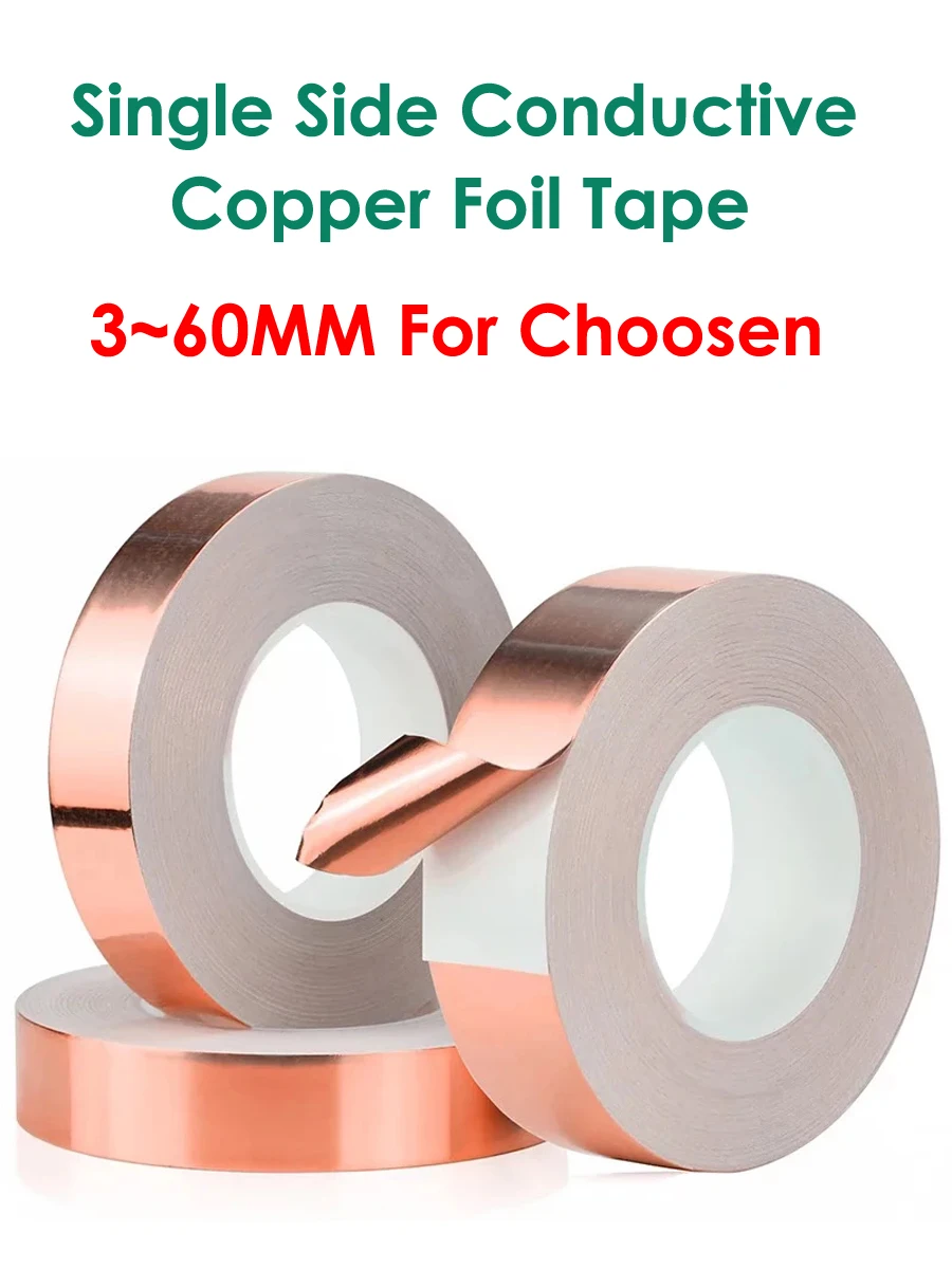 25M*0.06mm Single Electric Conduct Self-Adhesive Copper Foil Tape for Magnetic Radiation Electromagnetic Wave Free shipping