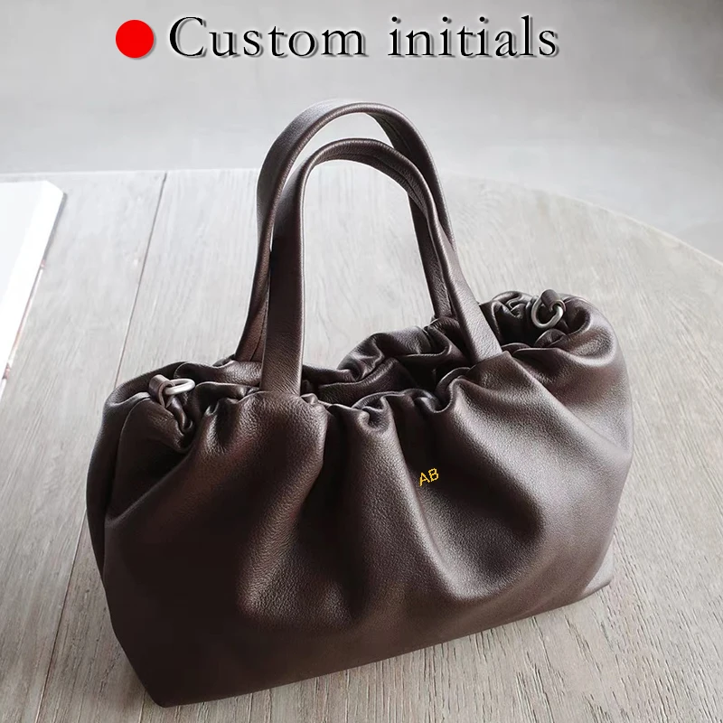 Japanese Style Custom Initials Cloud Bag For Women Luxury Designer Handbag Purse 2026 New In Cowhide Pleated Top Handle Shoulder