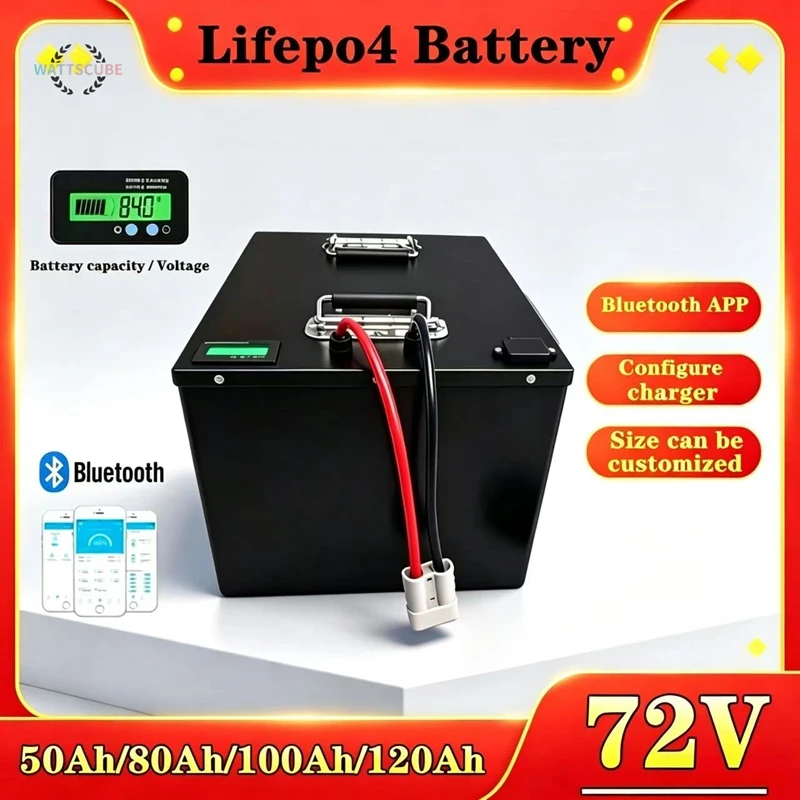 Battery 72V 50AH 80AH 100AH 120AH Lifepo4 Ion Battery Energy Storage BMS 2000W-7000W Motorcycle Electric Car Electric Forklift