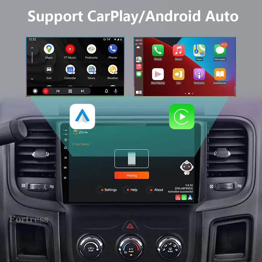 Car Radio 9 inch Android 13 12+256G Touch screen for DODGE RAM 1500 2013 2014 2015 2016 2017 2018 2019 WIFI support SWC Carplay