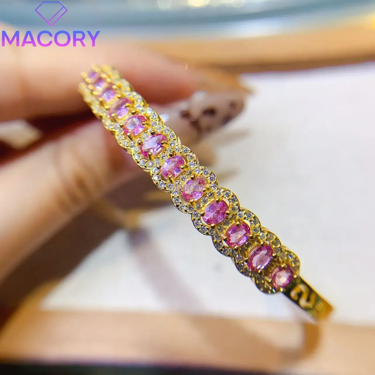 

Женский браслет из чистого натурального порошкового синего сапфира, стерлинговое серебро 925 пробы, модный новый стиль, яркий цвет драгоценных камней