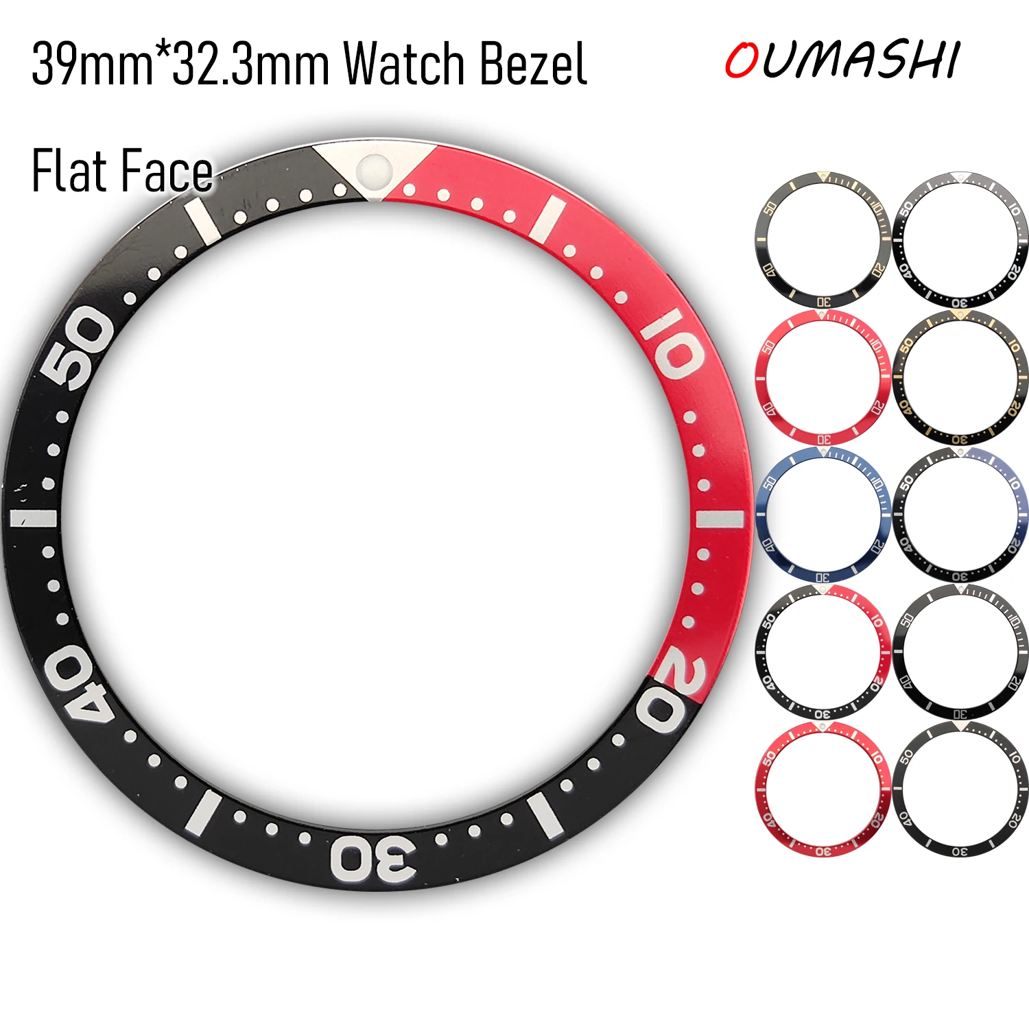 39mm*32.3mm Watch Bezel Aluminum Flat face Dual Timer Night Pearl Refit Watch Accessories Wholesale Watch bezel