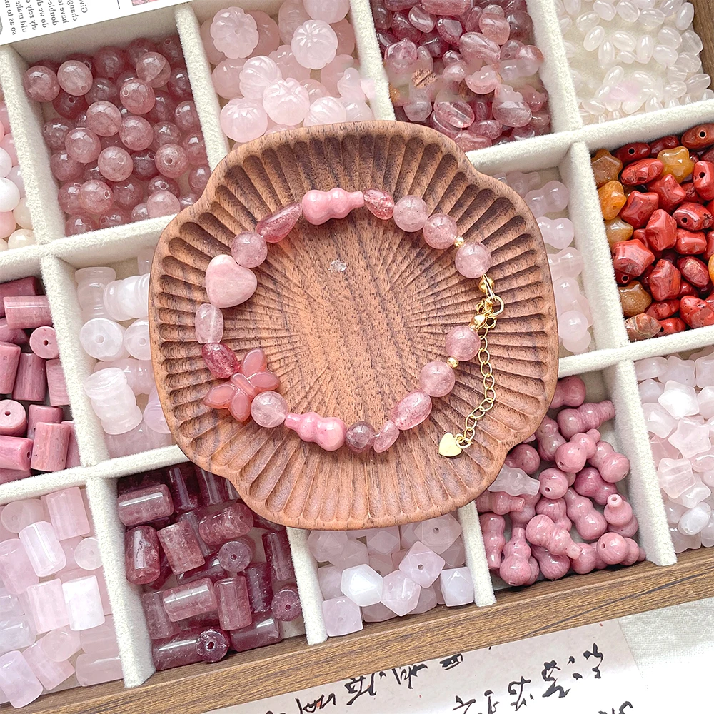 Natural raw stone Straight hole heart-shaped gourd pumpkin spacer bead DIY jewelry making Necklace bracelet Accessory materials