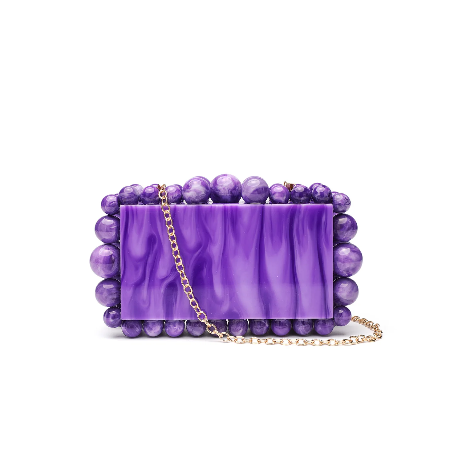 

2025, жемчужный акриловый клатч с ремешком из бисера — кошелек через плечо, модная женская вечерняя фиолетовая сумочка для свадебной вечеринки