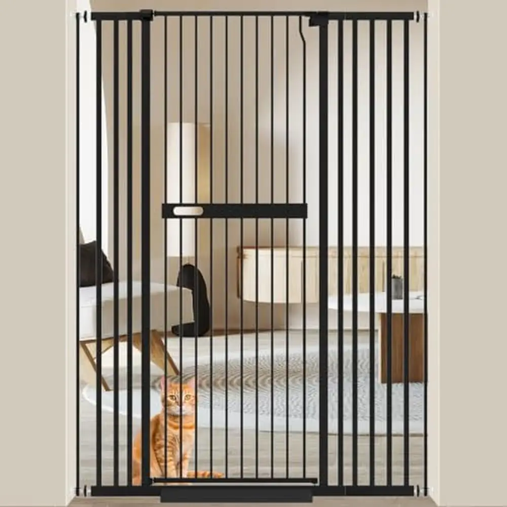 71" Extra Tall Cat Pet Gate Pressure Mounted Swing Auto Close Safety Metal Dog PuppyWide 29.92-45.66" Space Rods Included Easy