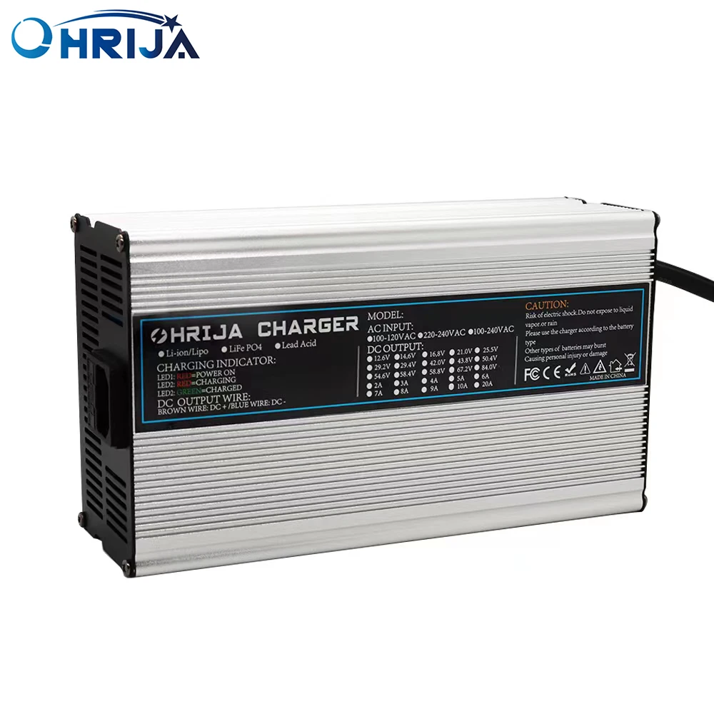 OHRIJA 42V 18A Charger Smart Aluminum Case Is Suitable For 10S 37V Outdoor Lithium Battery Robot Safe And Stable