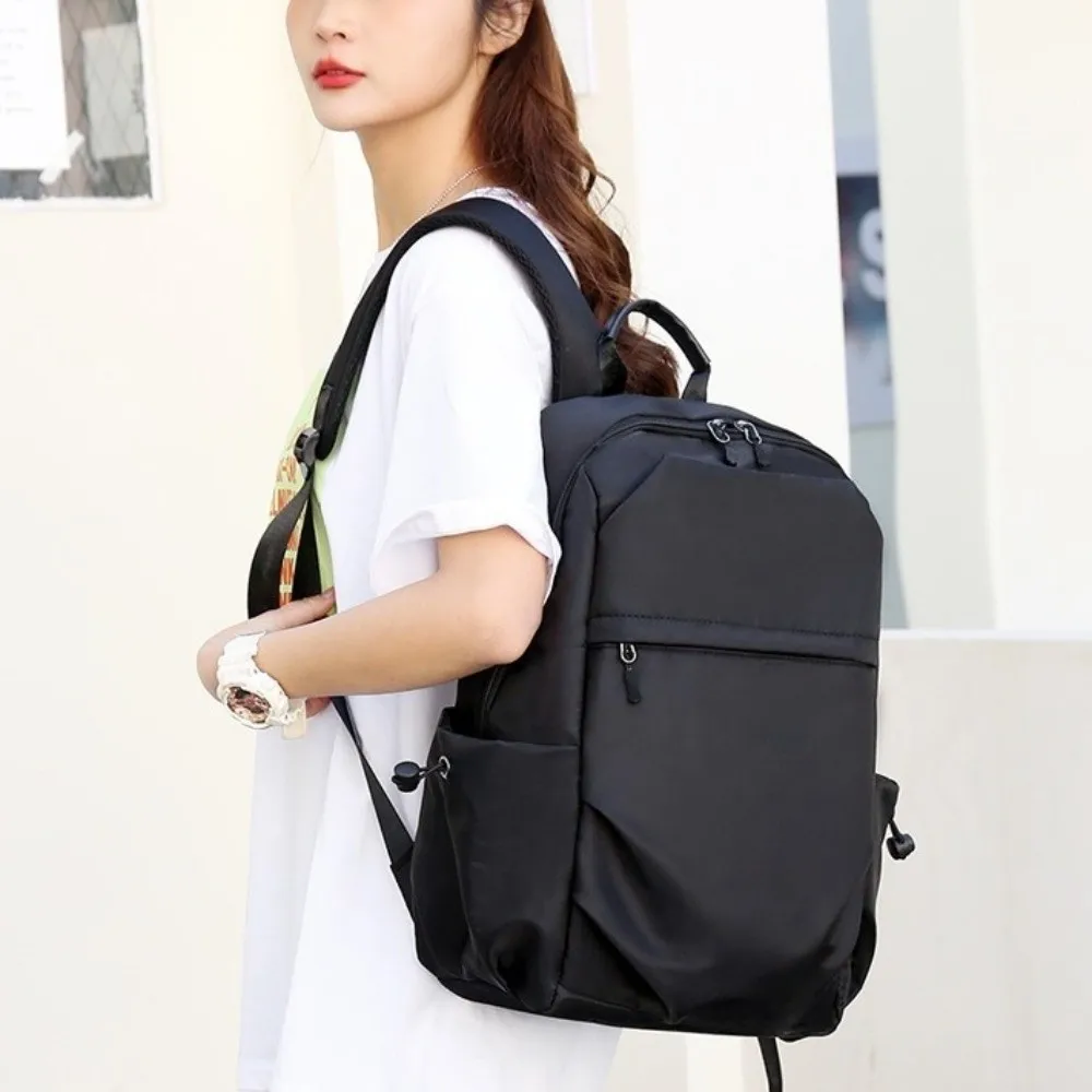 

Solid Color Men Backpack Large Capacity Laptop Bag Student School Bag Lightweight Multifunctional Oxford Cloth Backpack Camping