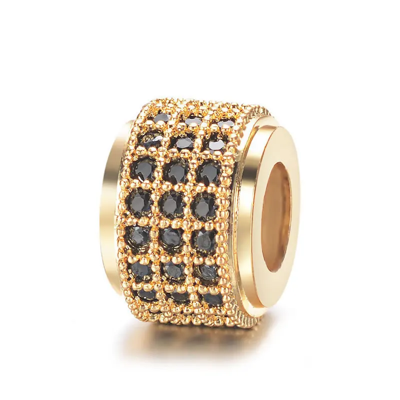 6PCS 6.5x8.5MM Brass and Zircon Cylinder Spacer Beads Bracelets Beads Diy Jewelry Making Supplies Diy Findings Accessories